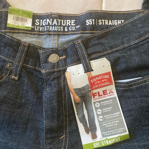 Levi Strauss Signature S51 Straight W30 L30 Easy Seat & Thigh Flex Dark Wash - Picture 4 of 7